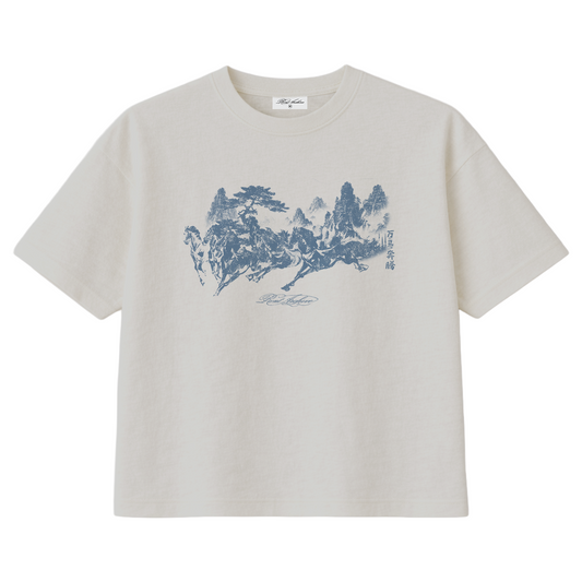 "Year of Horse" Cotton Slub Tee in White
