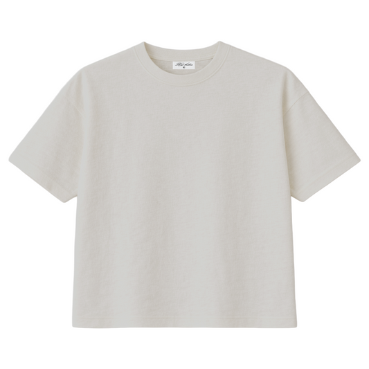Cotton Slub Boxy Cropped Tee in White