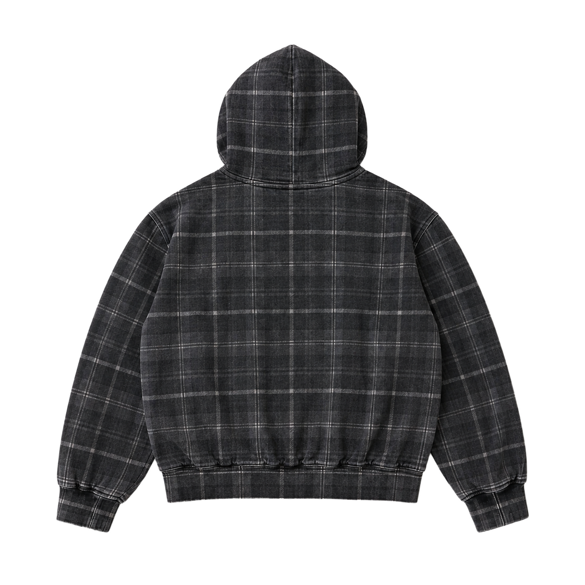 Plaid Full Zip Hoodie Black