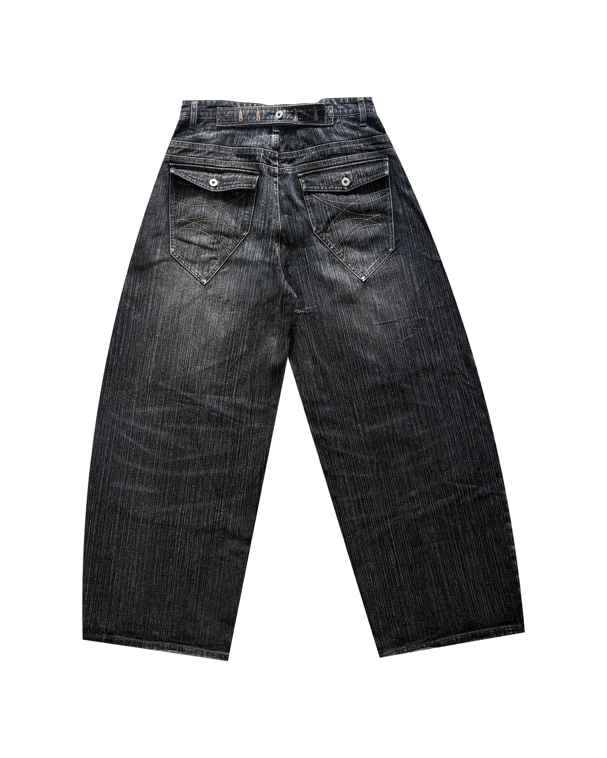 Slub Denim Engineered Baggy Jeans Black