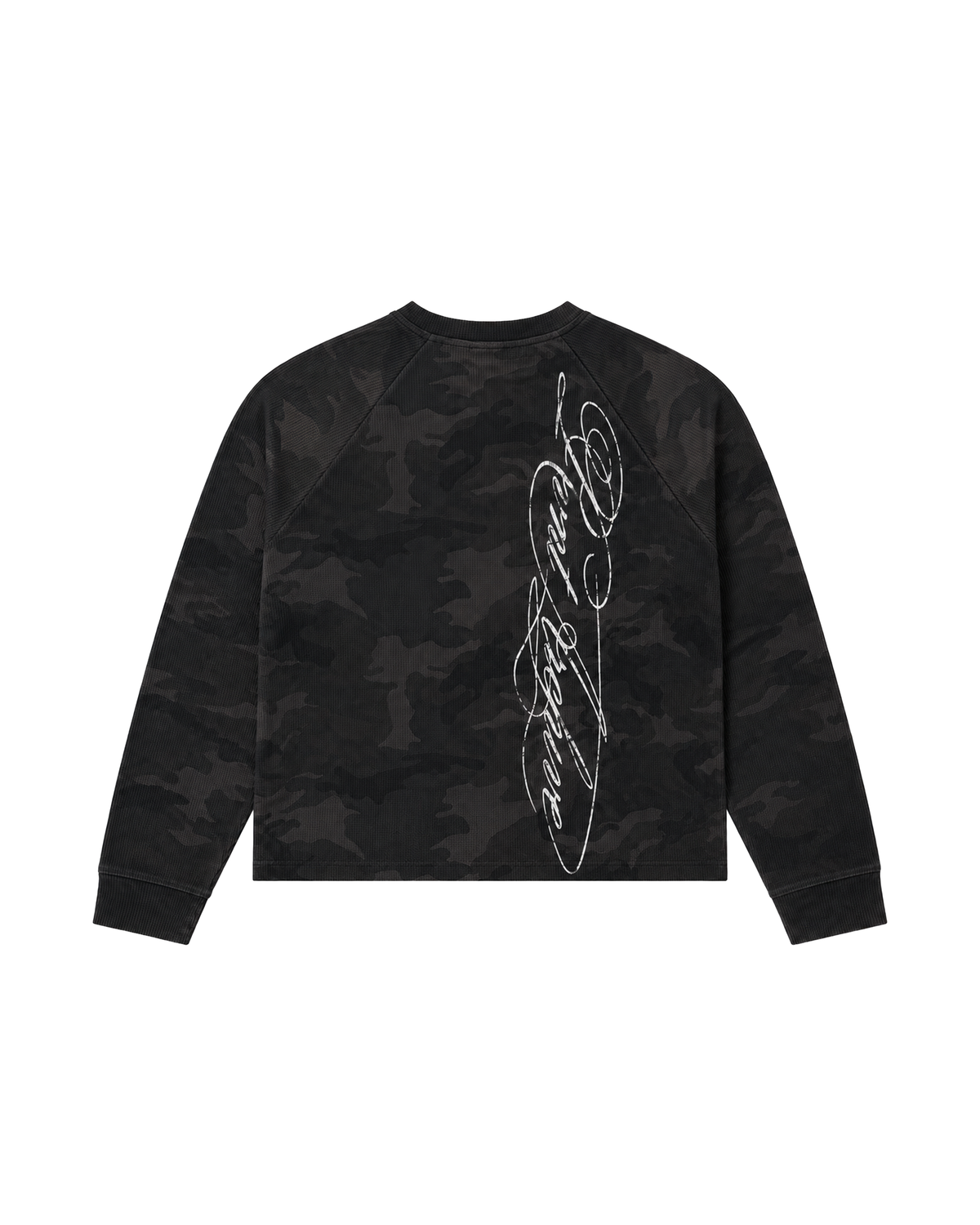 Camo Waffle Knit Long Sleeve Black