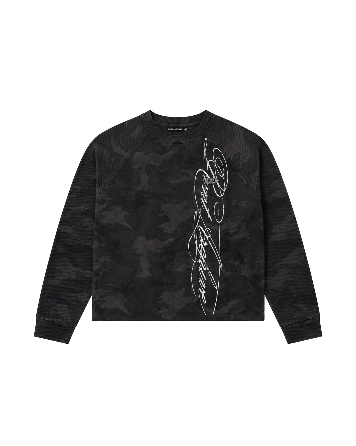 Camo Waffle Knit Long Sleeve Black