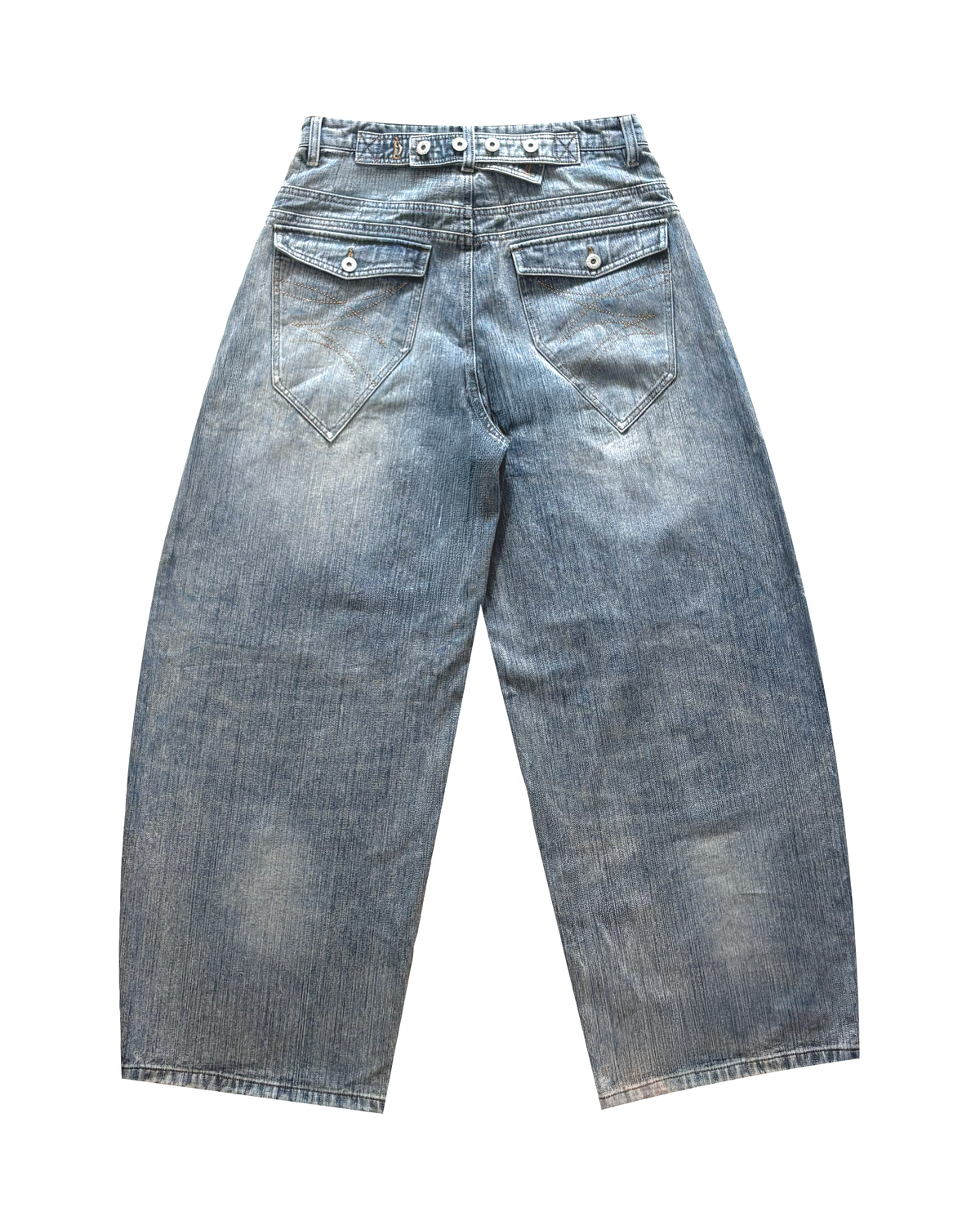 Slub Denim Engineered Baggy Jeans Blue