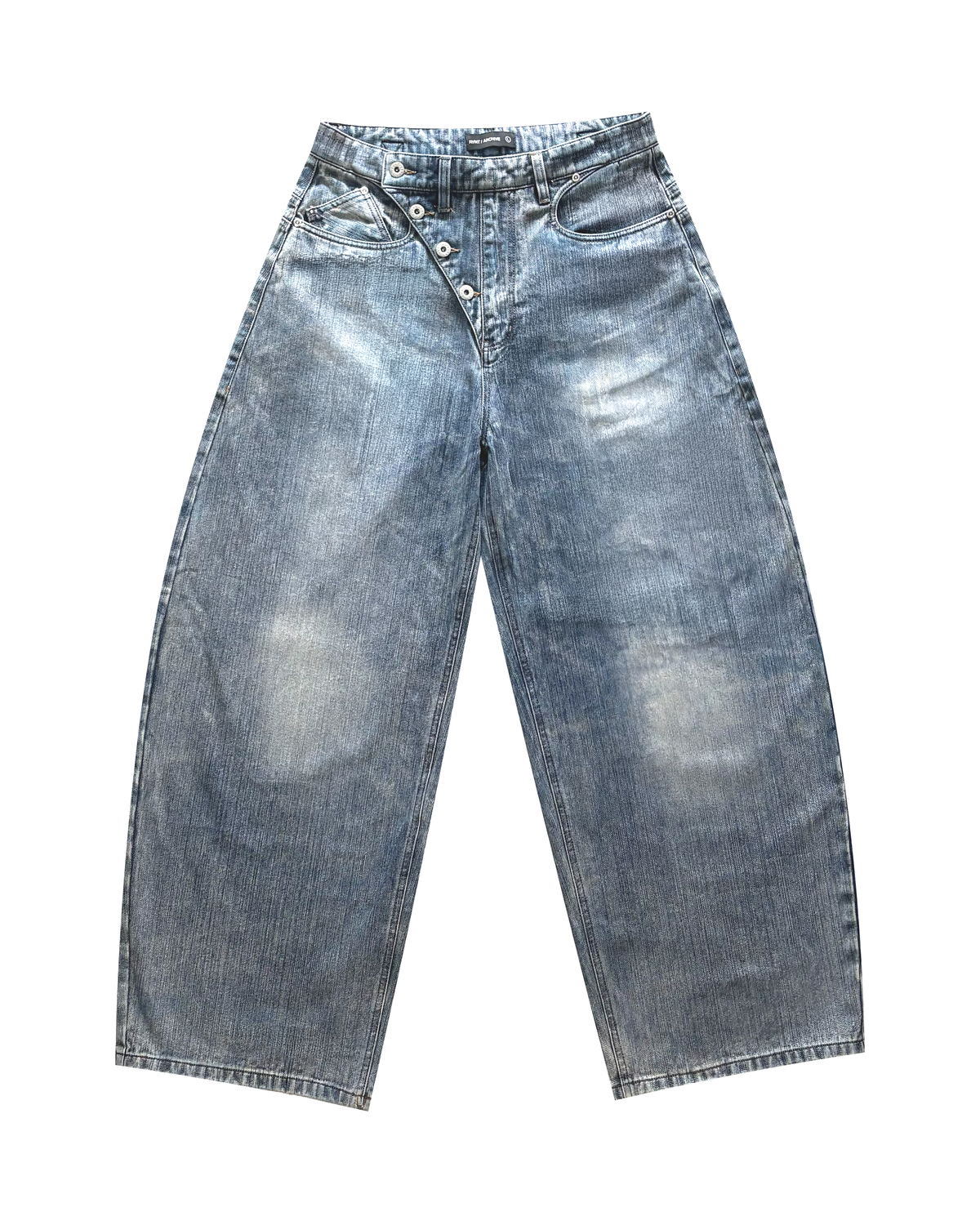 Slub Denim Engineered Baggy Jeans Blue