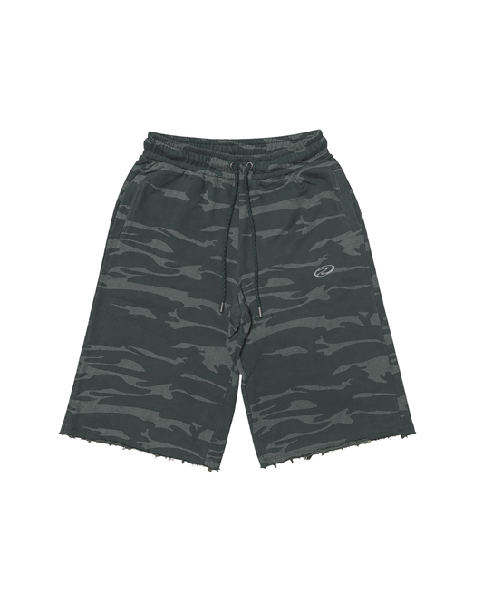 Baggy Sweat Shorts Camo Green