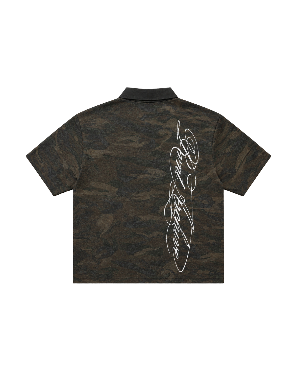 Camo Short Sleeve Washed Polo Green