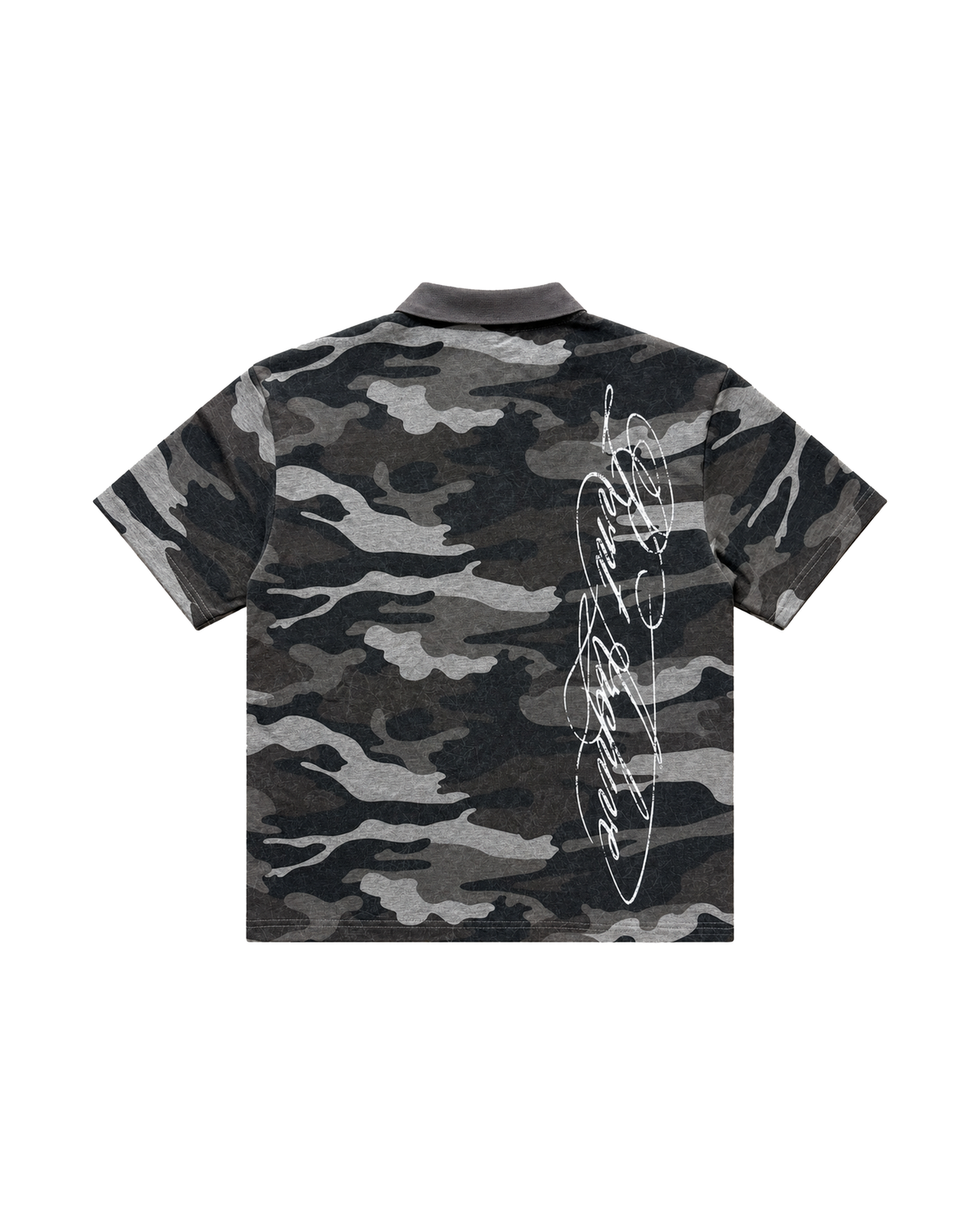 Camo Short Sleeve Washed Polo Grey