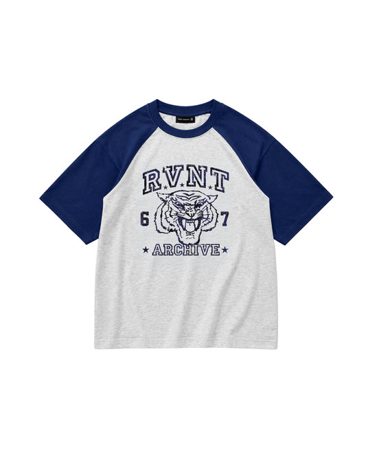 COLLEGE RAGLAN TEE PURPLE/WHITE MARL