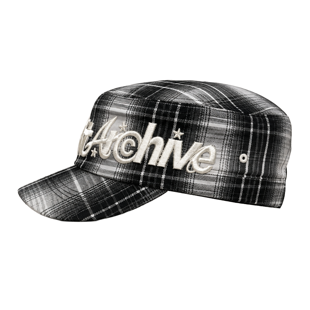 RVNTARCHIVE PLAID CAP WHITE