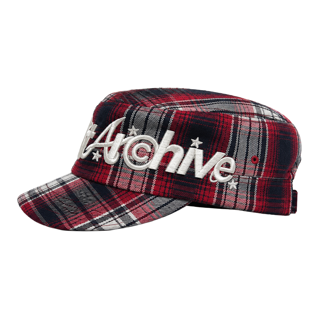 RVNTARCHIVE PLAID CAP RED/NAVY