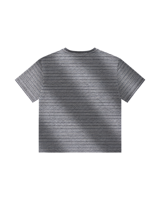 Striped Gradient Washed Short Sleeve Tee Grey