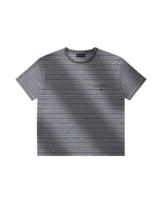 Striped Gradient Washed Short Sleeve Tee Grey