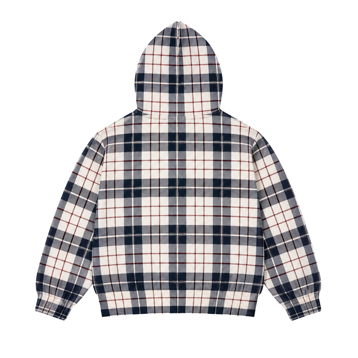 Plaid Full Zip Hoodie White