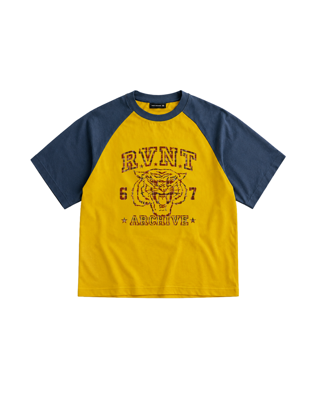 COLLEGE RAGLAN TEE YELLOW/BLUE